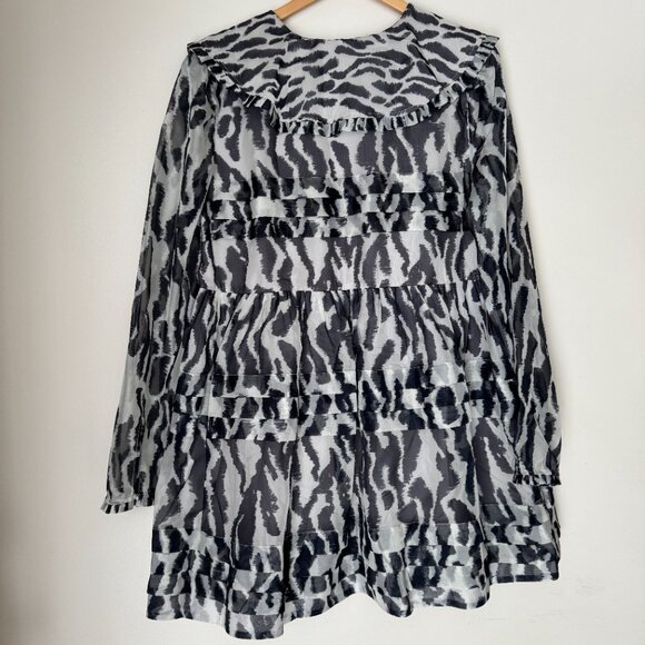NWT Maeve Long-Sleeve Peter Pan Collared Sheer Mini Ruffled Dress - Picture 14 of 16